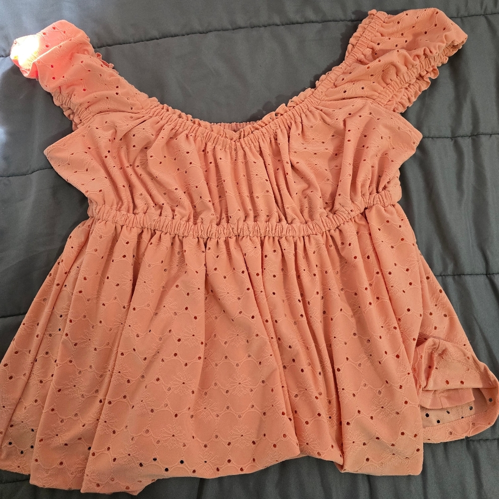 Torrid Coral Eyelet Off-Shoulder Blouse